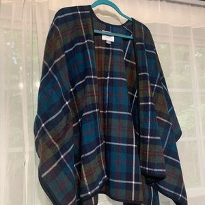 Plaid Old Navy Wool Blend Open Front Poncho